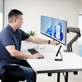StarTech stolní držák pro 2 monitory černá / Držák pro monitory / VESA / 17-27" / nosnost 30 kg / náklon -15° až 65° (H2M1AS2-MONITOR-ARM)
