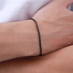 Pánský ocelový náramek Simon Black - chirurgická ocel, Černá 18 cm + 5 cm (prodloužení)