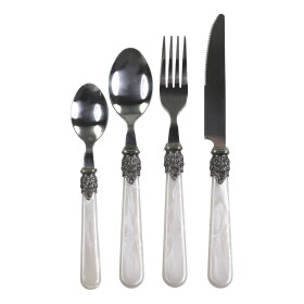 Chic Antique Sada příborů Silver Deco Antique Pearl – 16 ks, bílá barva, kov, plast