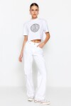 Trendyol bílé džíny vysokým pasem širokými nohavicemi