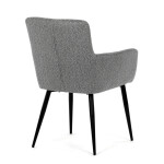 Židle jídelní, světle šedá látka, černý kov