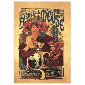 Bavlněná utěrka Alfons Mucha Bieres, 45 x 65 cm