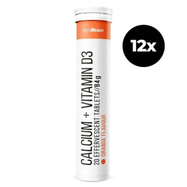 Vápník + vitamin D3 šumivý - GymBeam (pomeranč, 12 x 20 tab) (107488-2-12x20tab)