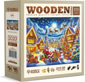 WOODEN CITY Dřevěné puzzle Santova sváteční cesta