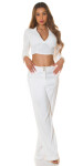 Sexy halenka Musthave Crop s výstřihem do V a límcem white Einheitsgroesse