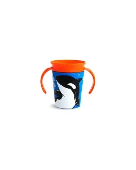 Munchkin - Juniorský hrneček WildLove 360° s oušky 177 ml - kosatka / od 6 měsíců (5019090517751)