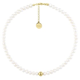 Perlový choker náhrdelník Marilda Gold - ocel, sladkovodní perla, Zlatá 36 cm + 5 cm (prodloužení) Bílá