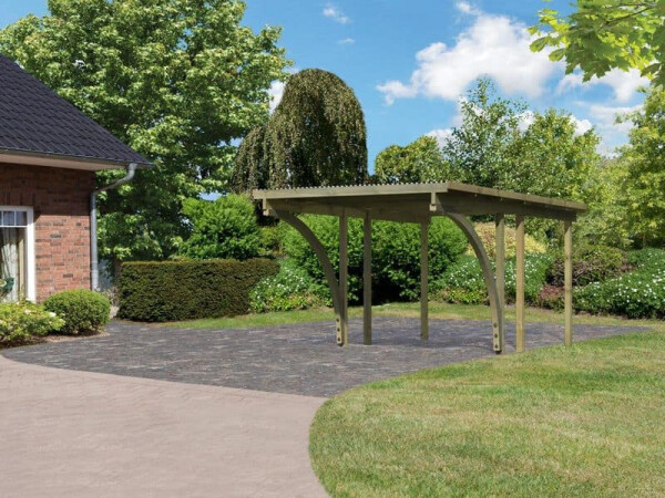 Dřevěný carport pro auto (62027) Karibu ECO 1C, zastavěná plocha 14,9 m²