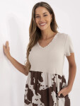 Dámské šaty DHJ SK 253701.80 Béžová s hnědou - FPrice béžová s hnědou one size