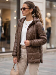 Dámská prošívaná přechodová bunda s kapucí, hnědá, FashionStreet TY5800 L