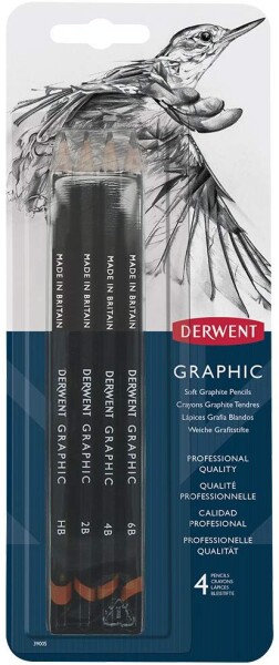 Derwent Graphic Soft sada 4 grafitové tužky 39005