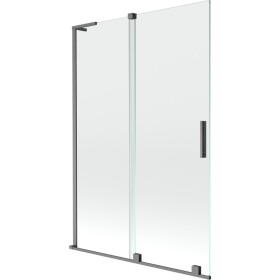 MEXEN/S - Velar L dvoukřídlá posuvná vanová zástěna 120 x 150, transparent, grafit kartáčovaná 896-120-003-01-66