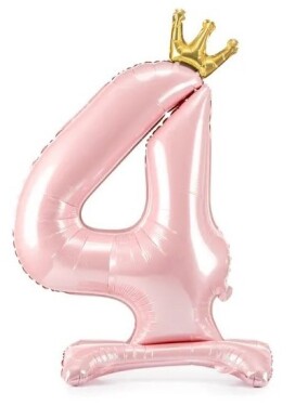Balónek číslo 4 stojící růžový s korunkou 84 cm Balónek číslo 4 stojící růžový s korunkou 84 cm