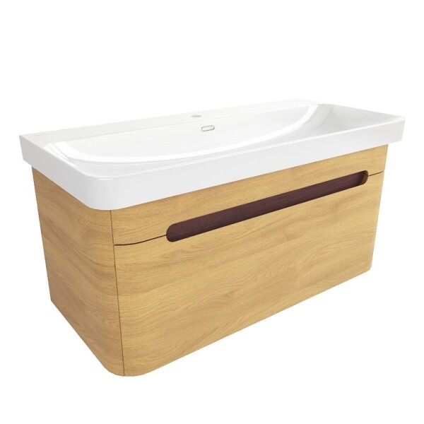 Koupelnová skříňka s umyvadlem SAT Fusion 97,5x43x45 cm dub medový mat SATFUSION100DMU SATFUSION100DMU