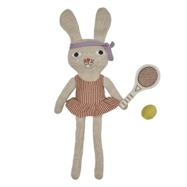 OYOY Bavlněná hračka Mieu Tennis Rabbit, béžová barva