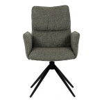 Židle jídelní, zelená látka, 360° vratný mechanismus, černý kov