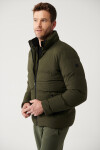 Avva Men's Khaki Down Jacket High Neck Water Repellent Windproof Quilted Comfort Fit