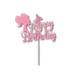 Dortisimo Zápich do dortu růžový Happy Birthday s princeznou (1 ks)