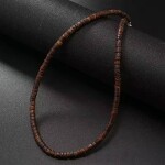 Pánský korálkový náhrdelník Antonio - chirurgická ocel, Hnědá 47 cm + 5 cm (prodloužení)