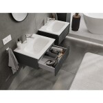 MEXEN/S - Rivel koupelnová skříňka 60 cm s umyvadlem Vela, 1 šuplík, reliéf , grafit mat/bílá mat 91A20-06023-1-BF66-W23M01