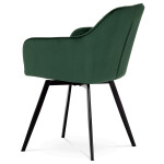 Jídelní židle, potah smaragdově zelená sametová látka, kovové nohy, černý matný lak