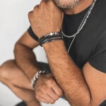 Pánský korálkový náhrdelník Fernando Gold - 6 mm larvikit, Šedá 50 cm