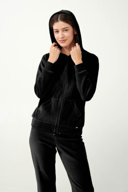 Vamp - Sametová tepláková souprava na zip s kapucí 21140 - Vamp black xxl