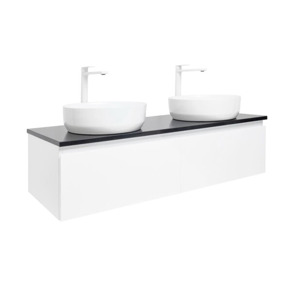 Koupelnová skříňka s kamennou krycí deskou SAT B-Way 119x30x45 cm bílá lesk BWAY120WU2B2B BWAY120WU2B2B