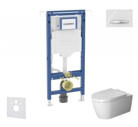 GEBERIT - Duofix Set předstěnové instalace, klozetu a sedátka Duravit ME by Starck, tlačítka Sigma50, Rimless, SoftClose, alpská bílá SANI11CP3114