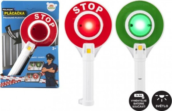 Policejní plácačka na baterie, se světlem, plast 23 cm