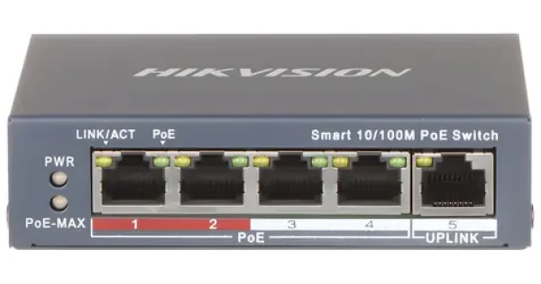 Hikvision DS-3E1105P-EI/M / Switch / 4x 100 Mbps RJ45 PoE / 1x 100 Mbps uplink / 45W Super PoE (DS-3E1105P-EI/M)