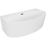 MEXEN/S - Bruna volně stojící vana nástěnná 150 x 82, bílá lesk, sifon a přepad černá 52731508200-70