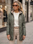 Dámská prošívaná přechodová bunda s kapucí, zelená, FashionStreet TY5770 XXL