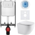 CERANO - Kompletní WC set Basic/Cesso - bílá matná - WC tlačítko Modulo/Bílá - pro zazdění - 49x36 CER-8050BD86271