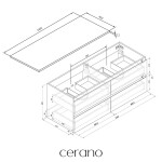 CERANO - Koupelnová skříňka Carole - dub medový + deska pod umyvadlo z lit. mramoru Elanys - 12 mm - bílá matná - 140x49,2x46 CER-8050BD85520