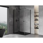 MEXEN/S - Mist-F sprchový kout skládací dveře levá 80 x 90, transparent, černá 8A6T-080-090-70-00-L