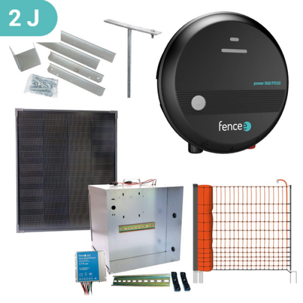 Expert sada solární ohradník - Kompletní přenosná schránka + 2J zdroj, panel 40 W, síť drůbež 112 cm