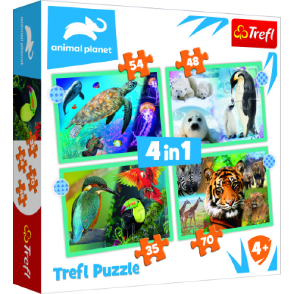 Trefl Puzzle Animal Planet: Záhadný svět zvířat 4v1 (35,48,54,70 dílků) - TOMI