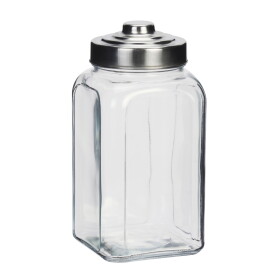 MADAM STOLTZ Skleněná dóza Steel Lid 2 l, čirá barva, sklo, kov