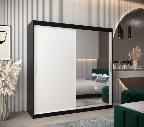 Šatní skříň Abi T2 Barva korpusu: Černá, Rozměry: 200 cm, Dveře: Bílá