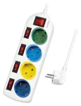 LogiLink prodlužovací kabel 4x zásuvka bílá / Prodlužovací kabel / 1,5 m / Vypínače zásuvek / 16 A (LPS257)