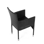 Židle zahradní, černý umělý ratan, kov, stohovatelná.