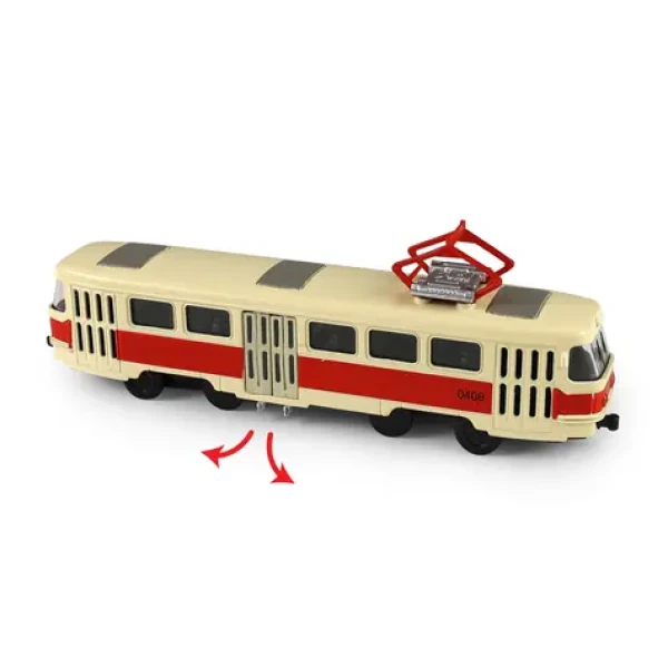 RAPPA 255005 Kovová česká retro tramvaj červená 16 cm-otevírací dveře