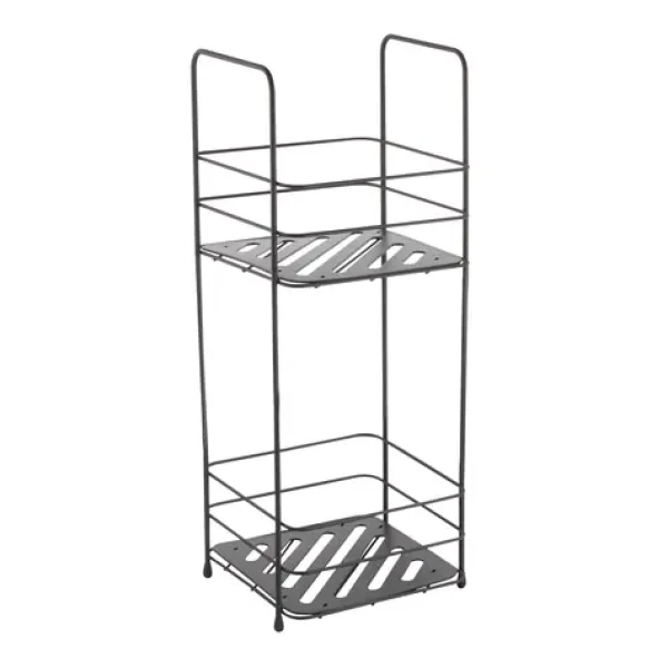 MSV KERY matná černá / Koupelnový regál / 2 patra / ocel / 16,5x15,5x40 cm