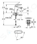 GROHE - Wave Umyvadlová baterie s výpustí Push-Open, chrom 23748001