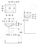 GEBERIT - iCon Umývátko 380x280x130 mm, bez přepadu, otvor pro baterii vpravo, bílá 501.830.00.1