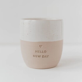 Eulenschnitt Kameninový hrnek Hello New Day 320 ml, béžová barva, keramika