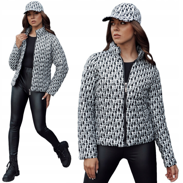 Dámská přechodová bunda se kšiltovkou TY4505 černo-bílá - FashionStreet XXL