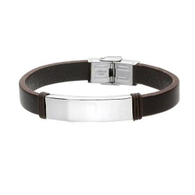 Pánský náramek Julián z pravé kůže a chirurgické oceli, Hnědá 22 cm (možnost zkrácení)