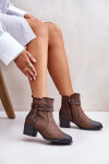 Dámské boty na podpatku z teplou podšívkou hnědé Lobina 41